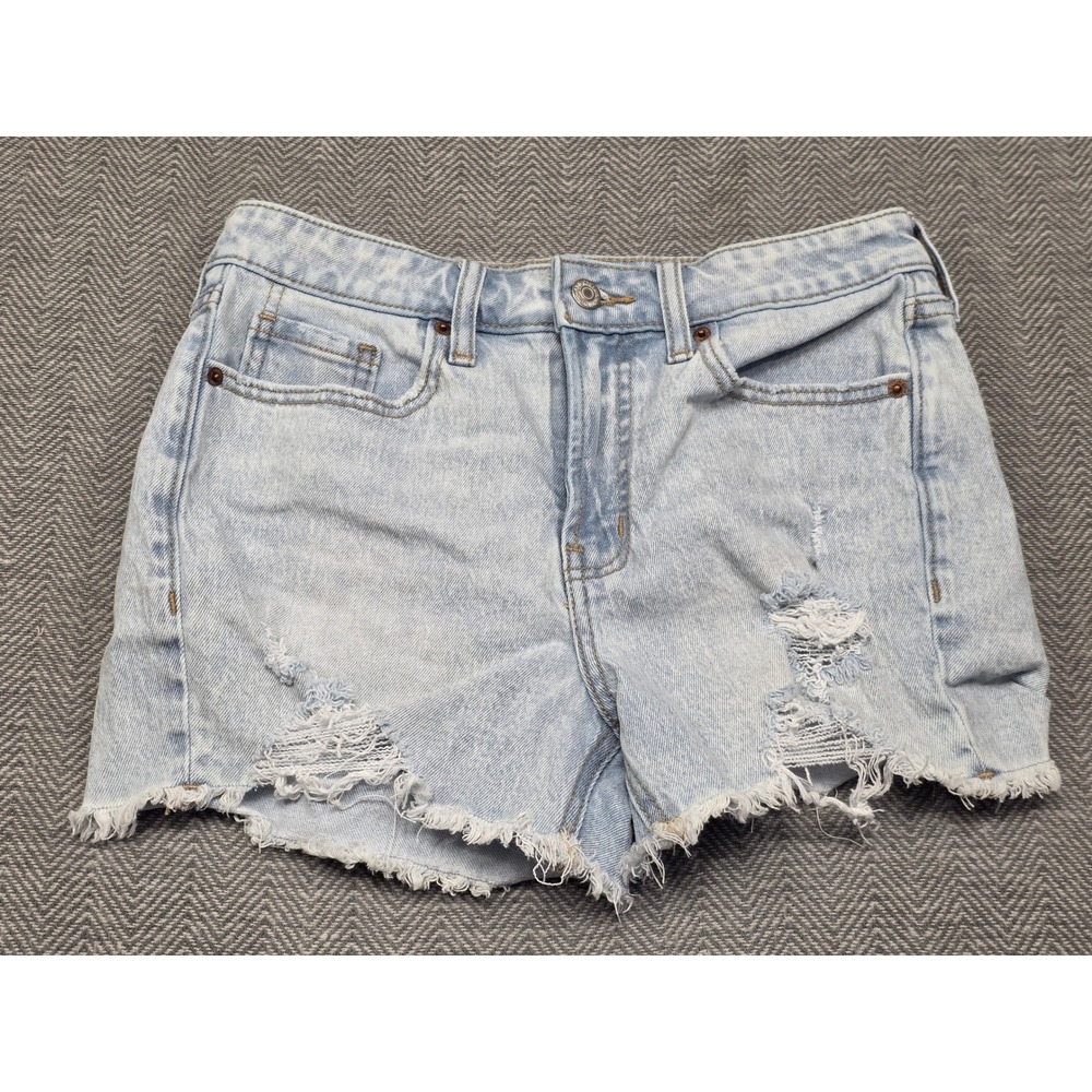Old Navy OG Straight High Rise Distressed Denim Shorts Light Wash Blue Womens 4